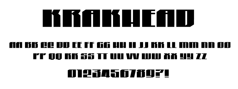 Comic: Krakhead Font (under license from Blambot Fonts Inc.) Comic: Krakhead Font (under license from Blambot Fonts Inc.)