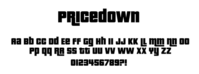 Pop: Pricedown (various) font Pop: Pricedown (various) font