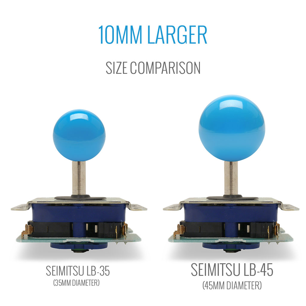 Seimitsu LB-35, LB-45 balltop size comparison